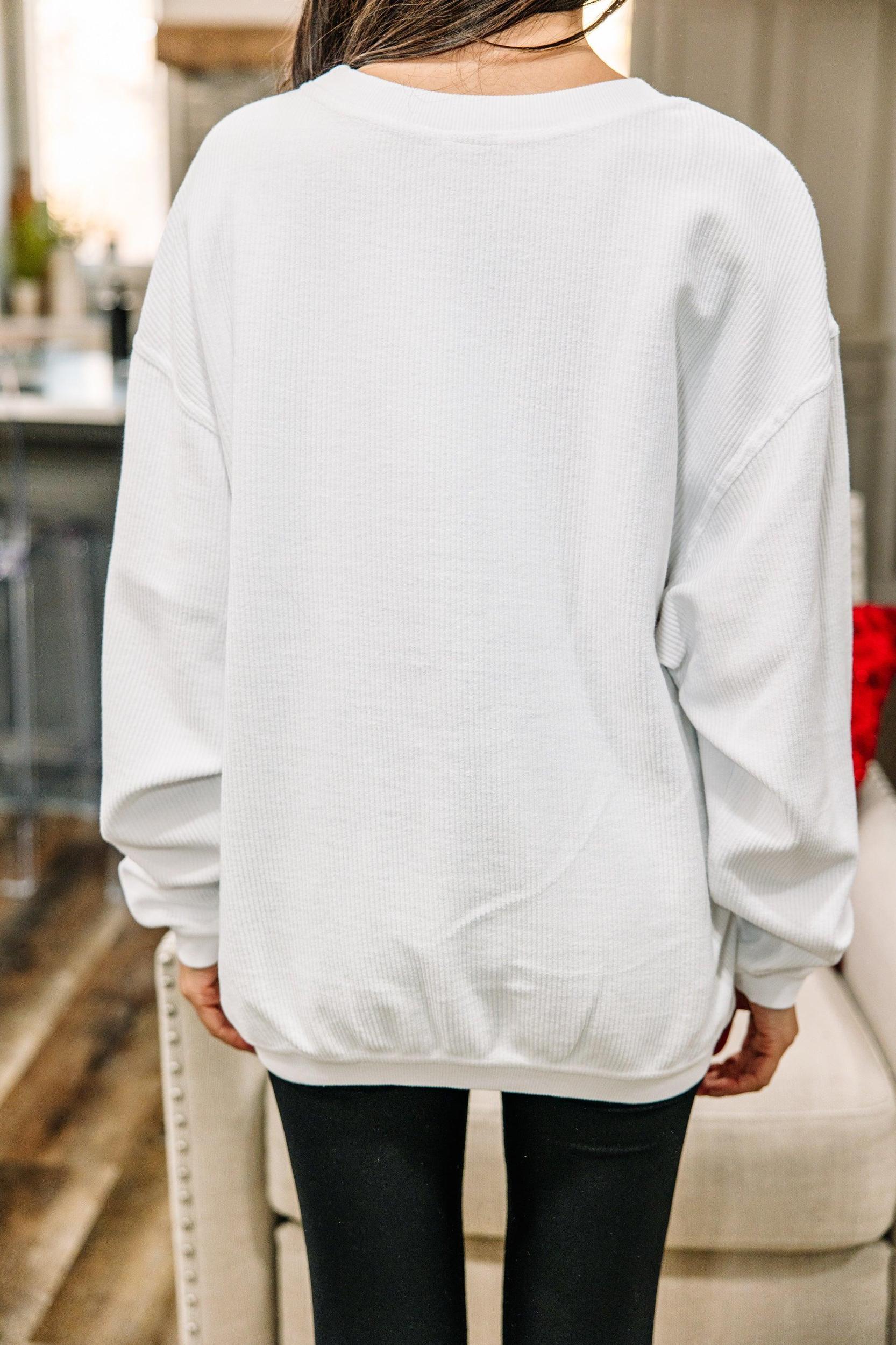 All The Kisses White Corded Graphic Sweatshirt Female Product Image
