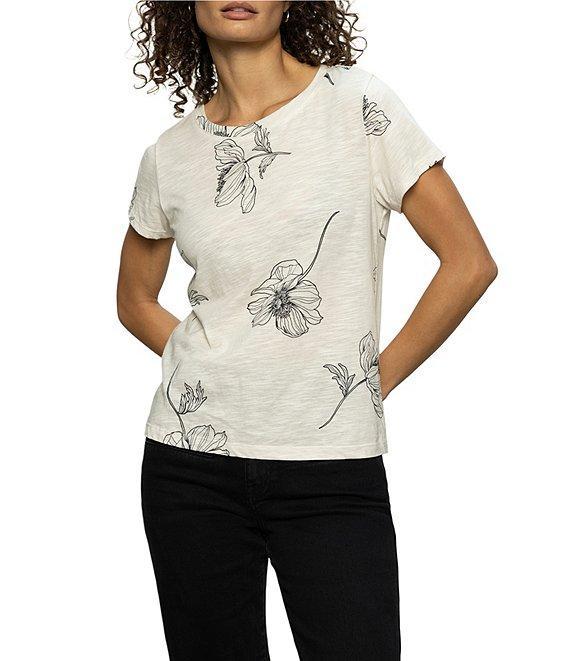 Sanctuary The Perfect Tee Crew Neck Floral Print Short Sleeve Top Product Image