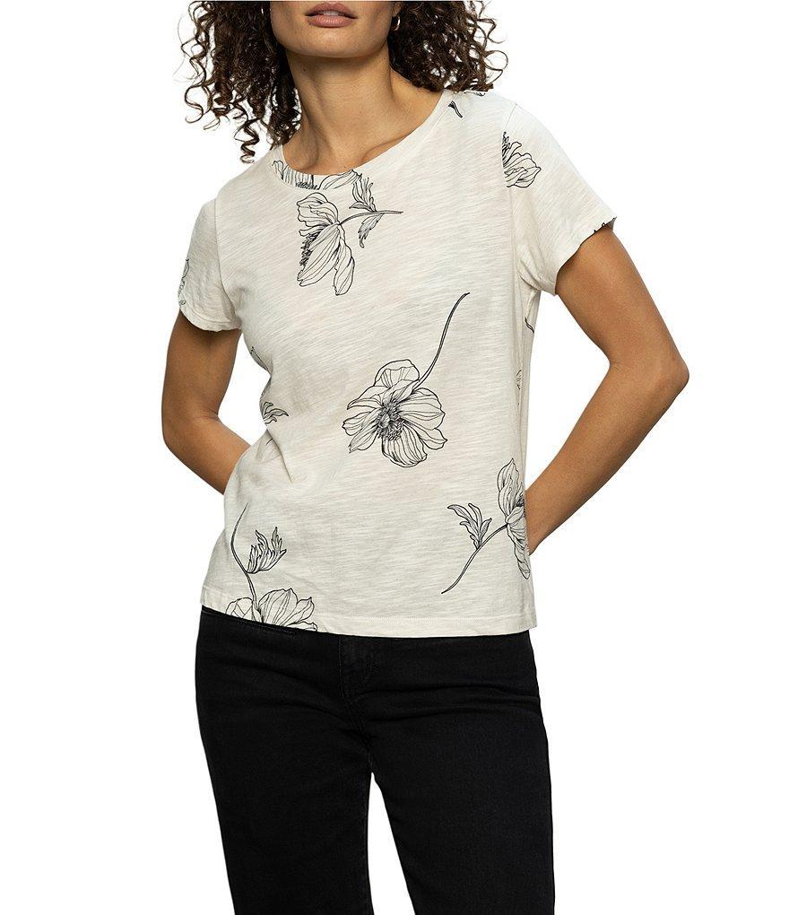 Sanctuary The Perfect Tee Crew Neck Floral Print Short Sleeve Top Product Image
