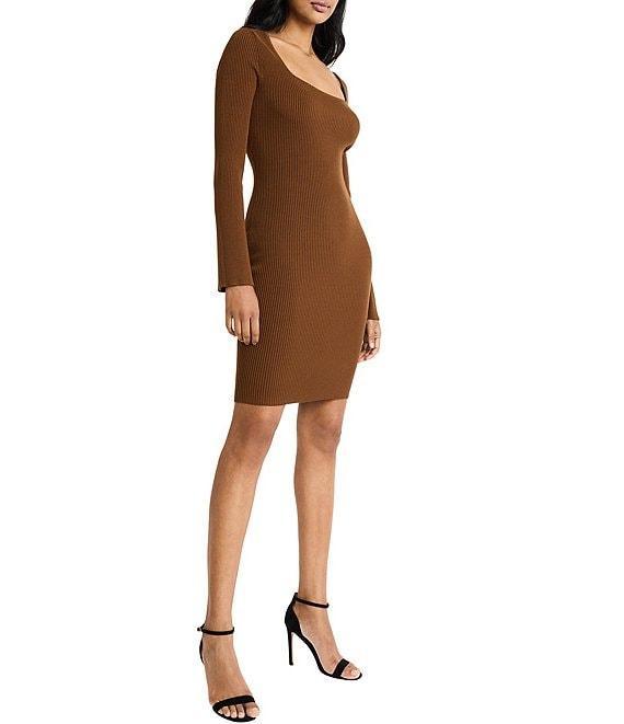 Donna Morgan Sweater Square Neck Long Sleeve Mini Dress Product Image