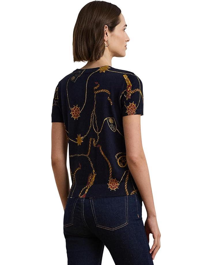 Women's Lauren Ralph Lauren Print Cotton-Blend Short-Sleeve Sweater Product Image