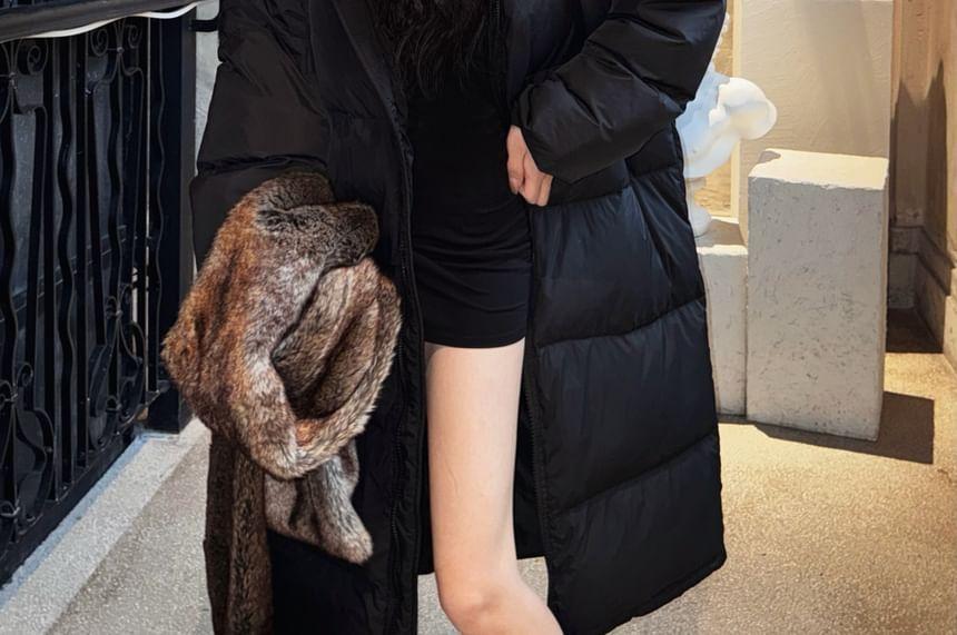 Stand-Collar Long Puffer Coat Product Image