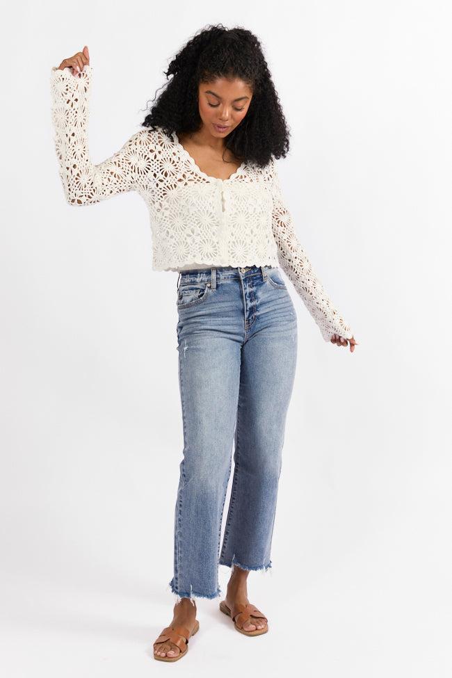 Unbeatable Memories Long Sleeve Ivory Crochet Cardigan SALE Product Image