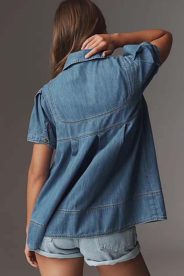 Pilcro Short-Sleeve Button-Front Babydoll Blouse Product Image