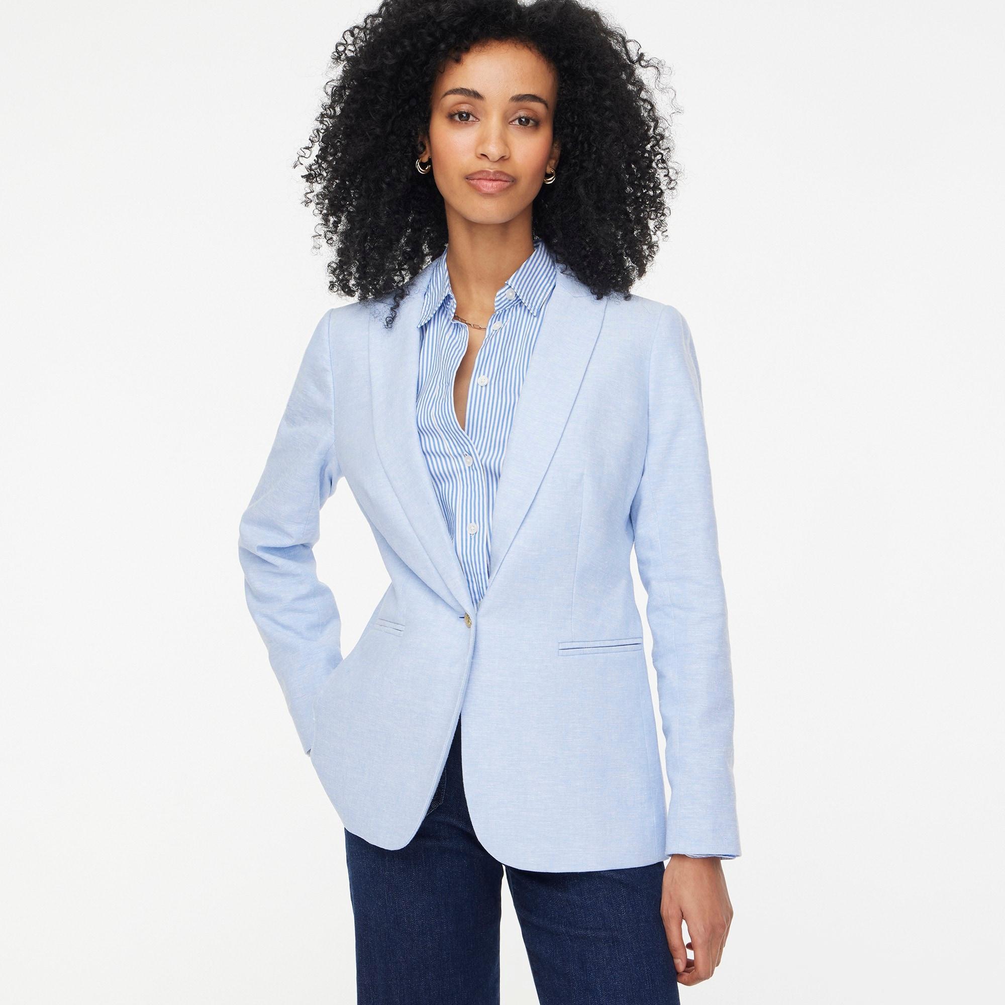 Linen-blend one-button blazer Product Image