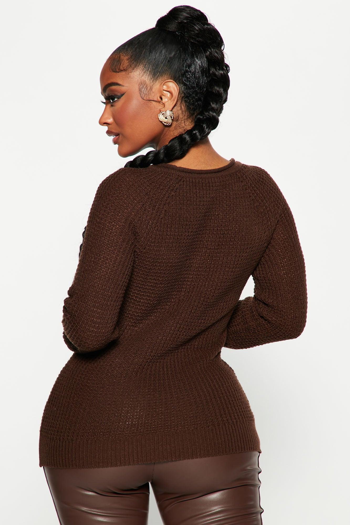 Ariana Waffle Sweater - Chocolate Product Image