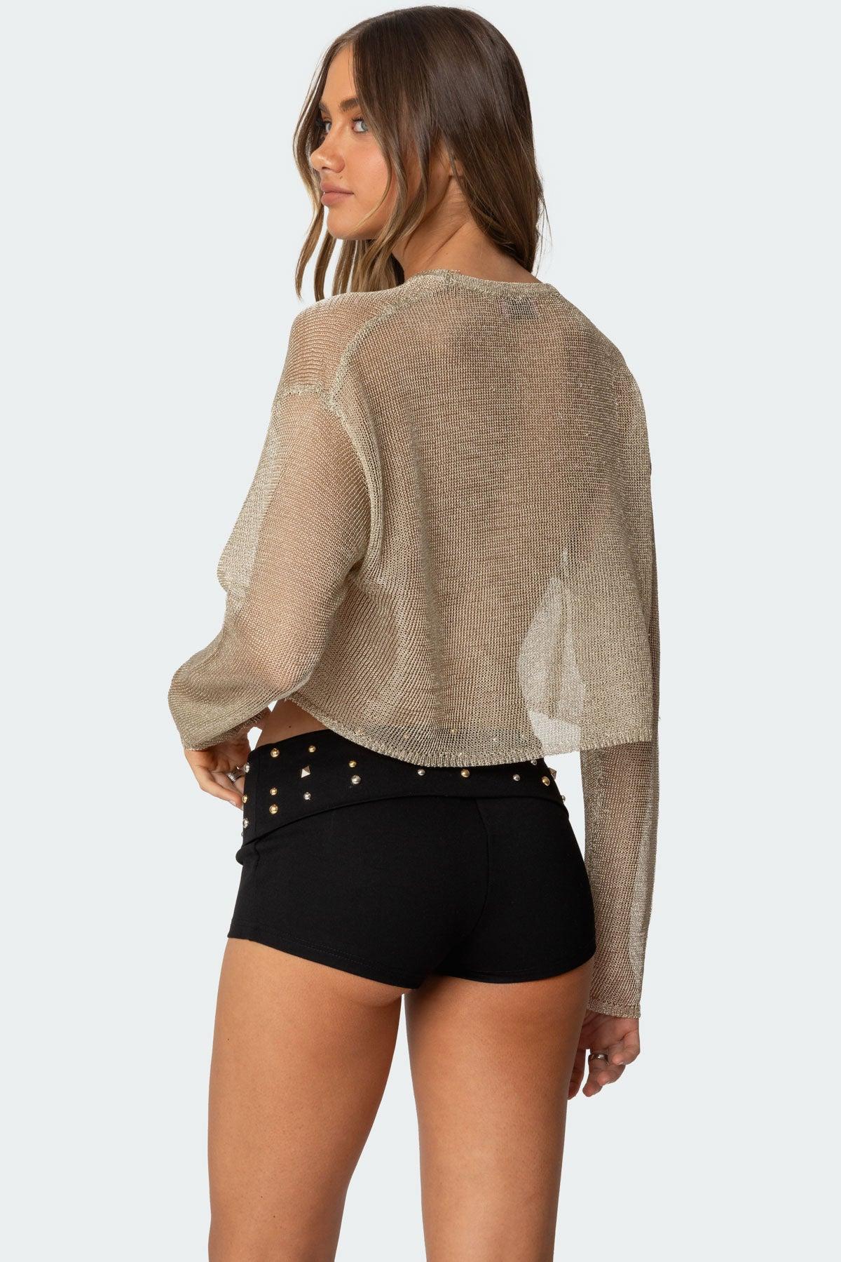 Aviva Cropped Metallic Knit Top Product Image