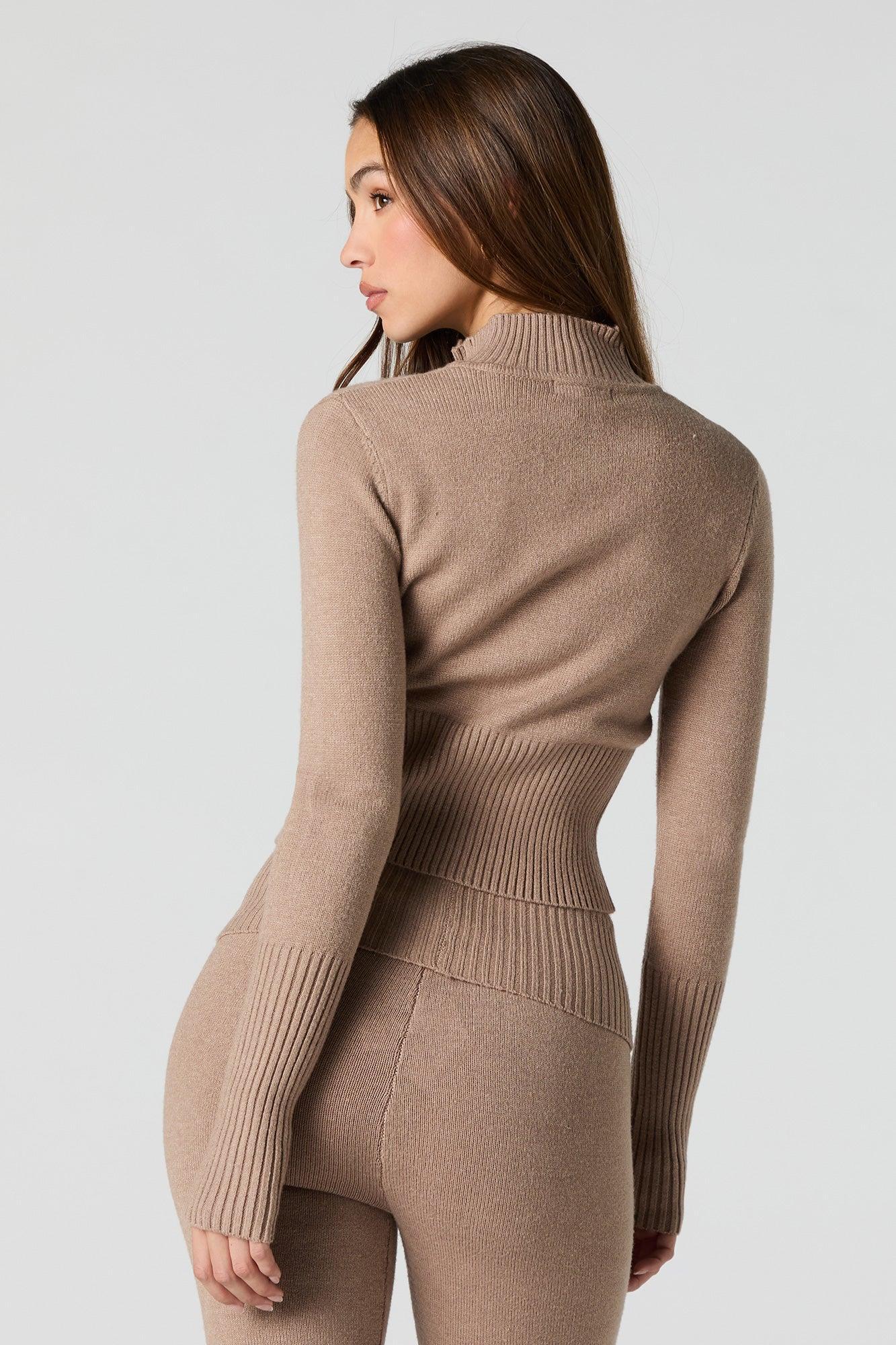 Mock Neck Zip-Up Sweater Female Product Image