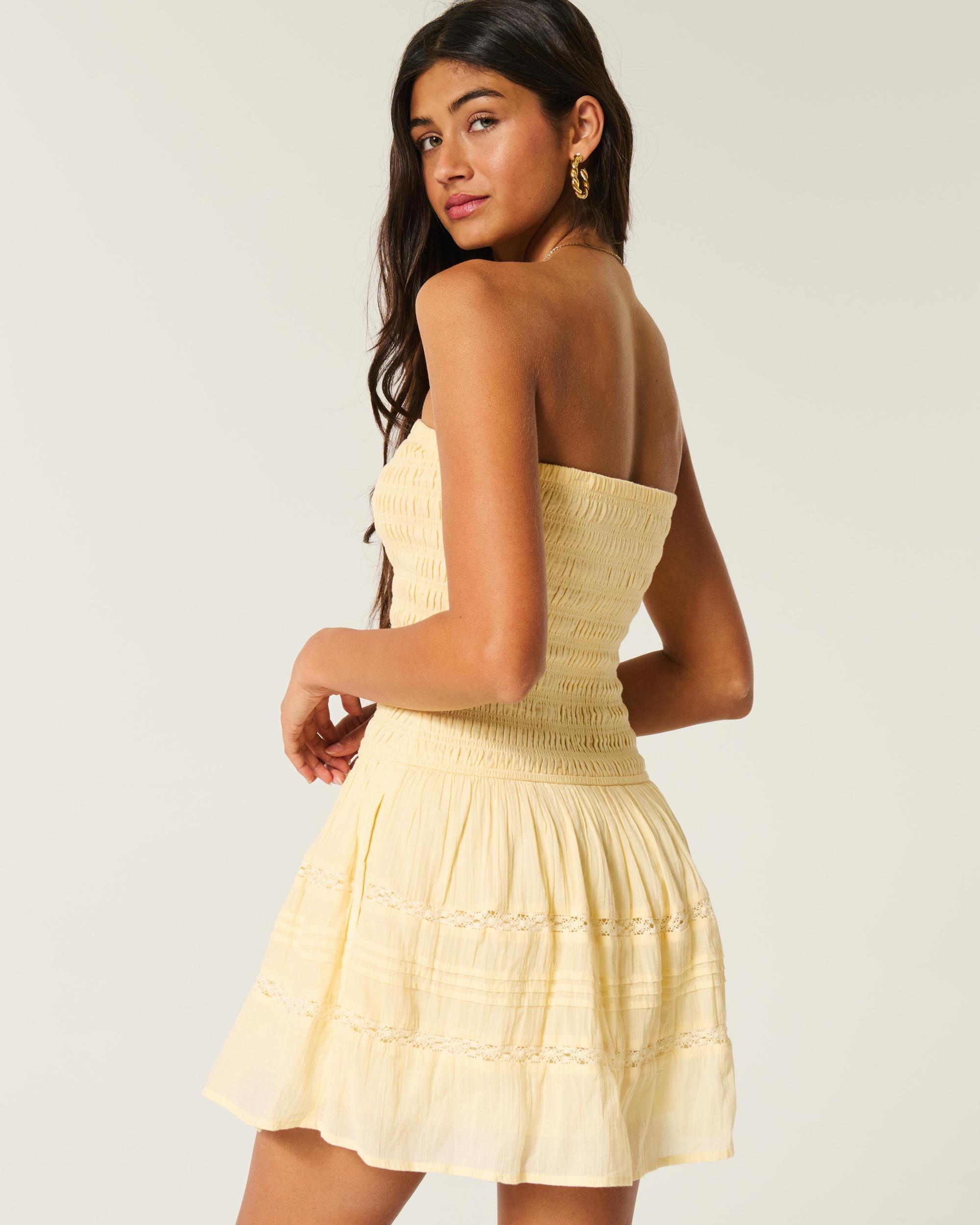 Strapless Smocked Bodice Mini Dress Product Image