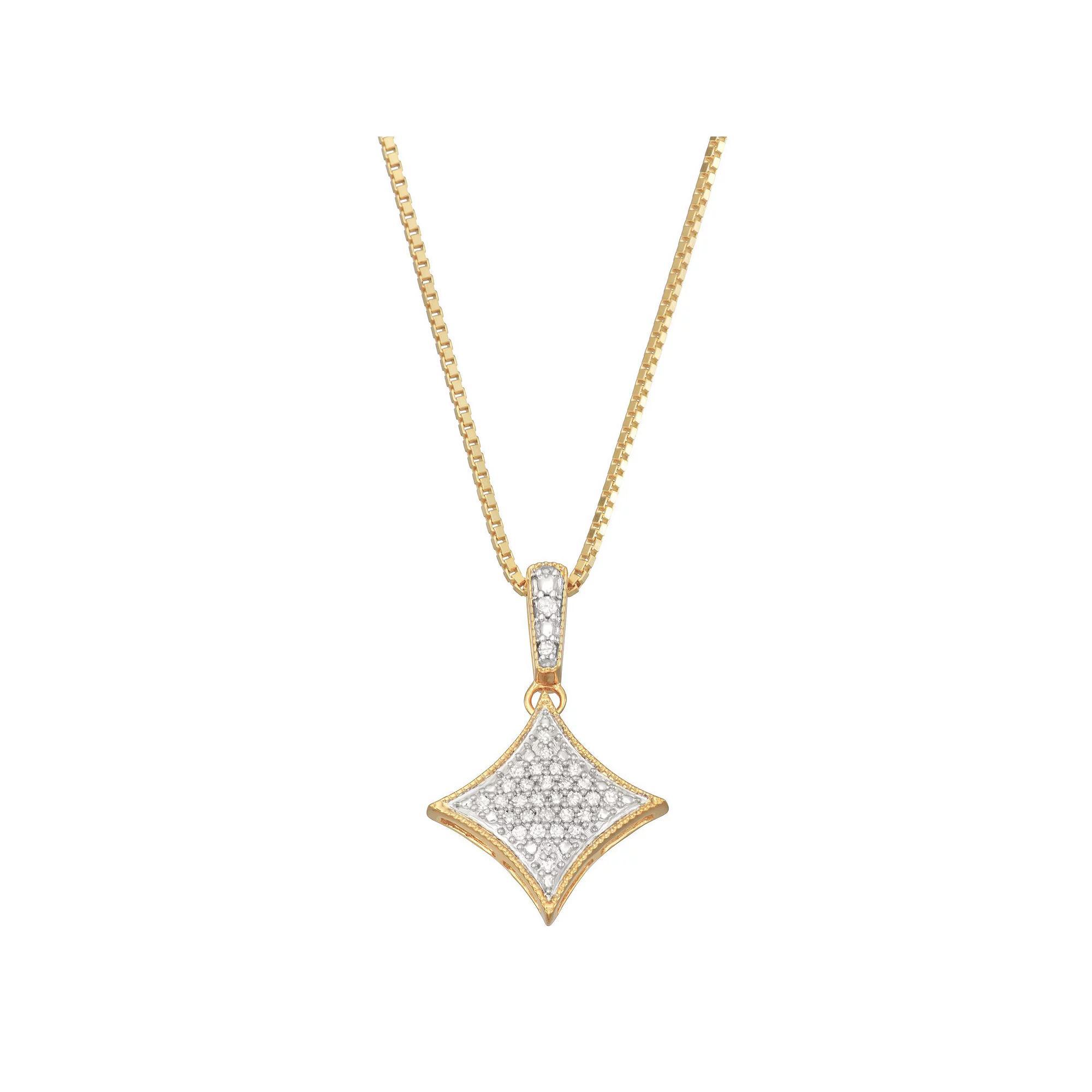 HDI 10k Gold Over Silver 1/10 Carat T.W. Diamond Pendant Necklace, Women's, Size: 18", Gold Over Sterling Product Image