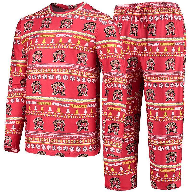 Men's Concepts Sport Red Maryland Terrapins Ugly Sweater Long Sleeve T-Shirt and Pants Sleep Set, Size: XL Product Image