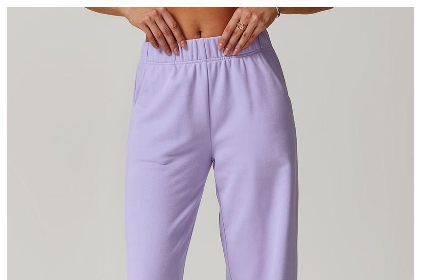 Elastic Waist Plain Loose Fit Sweatpants Product Image