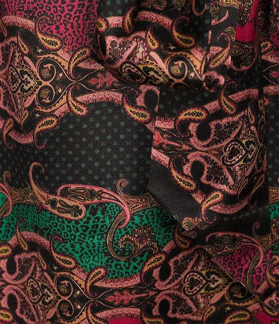 tyler boe Val Silk Charmeuse Cheetah Status Print V-Neck 3/4 Balloon Sleeve Mini Dress Product Image