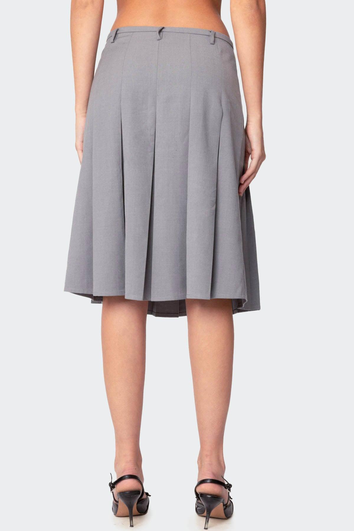 Ethel Side Slit Pleated Midi Skirt Product Image