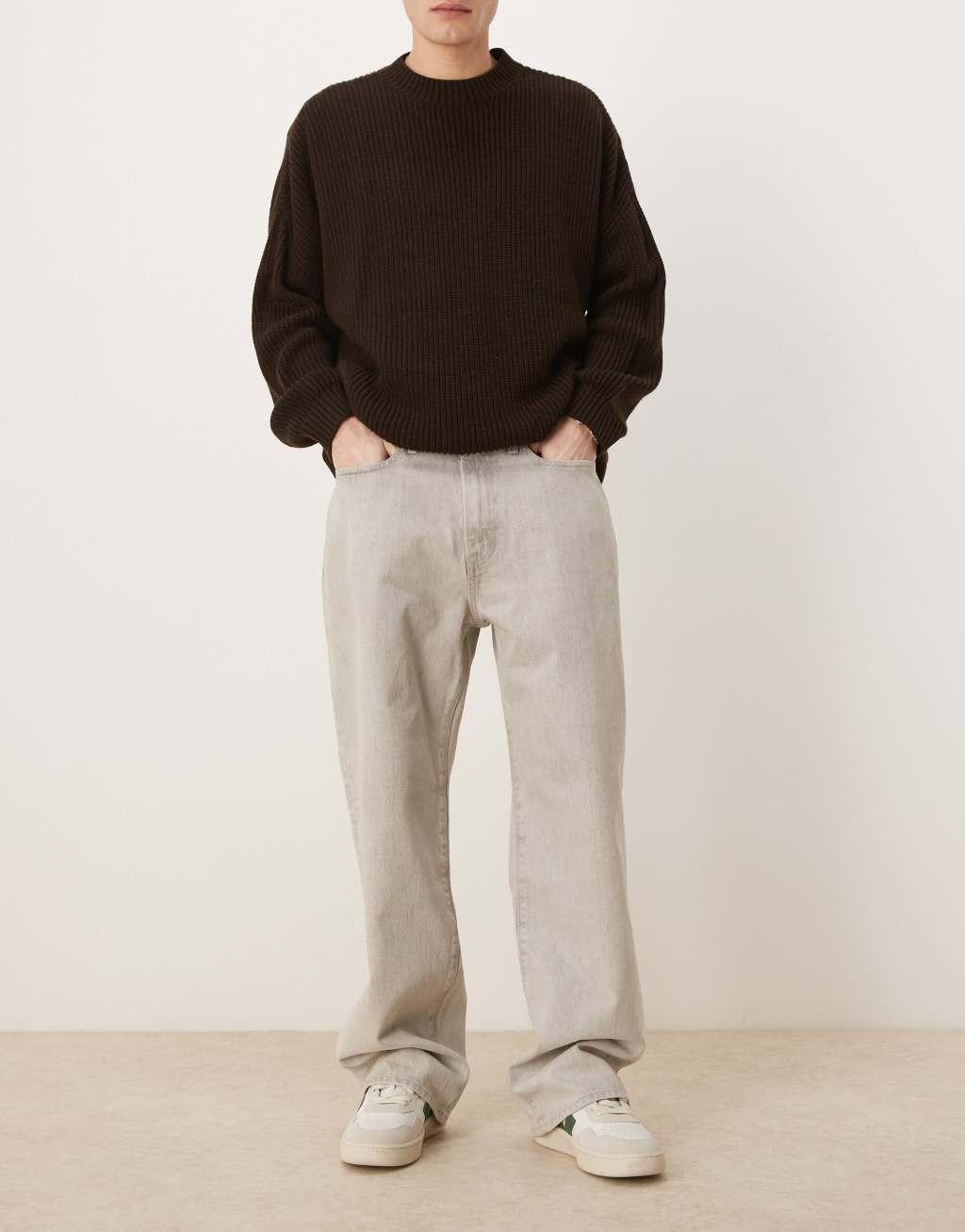 Abercrombie & Fitch baggy jean in gray wash Product Image