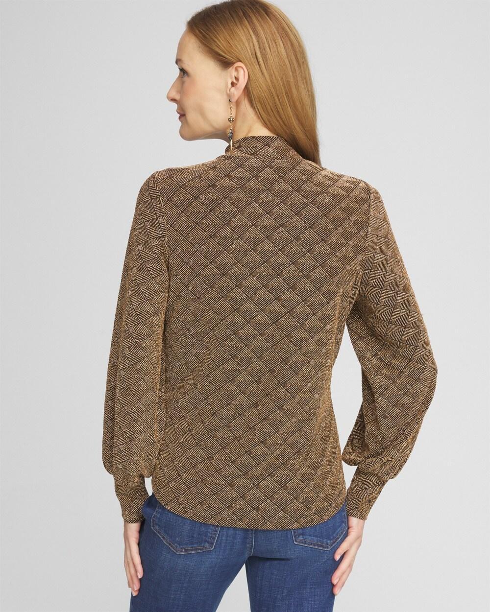 Textured Gold Mock-Neck Top Product Image