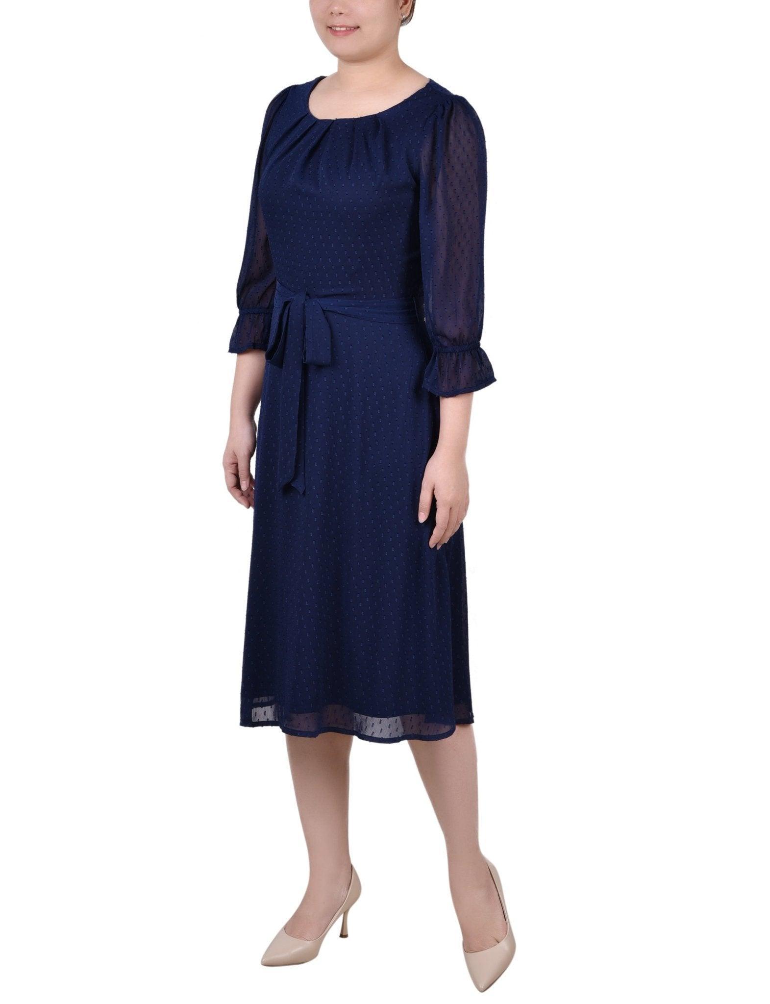 Evening Blue 3/4 Length Pearl Detail Dress Product Image