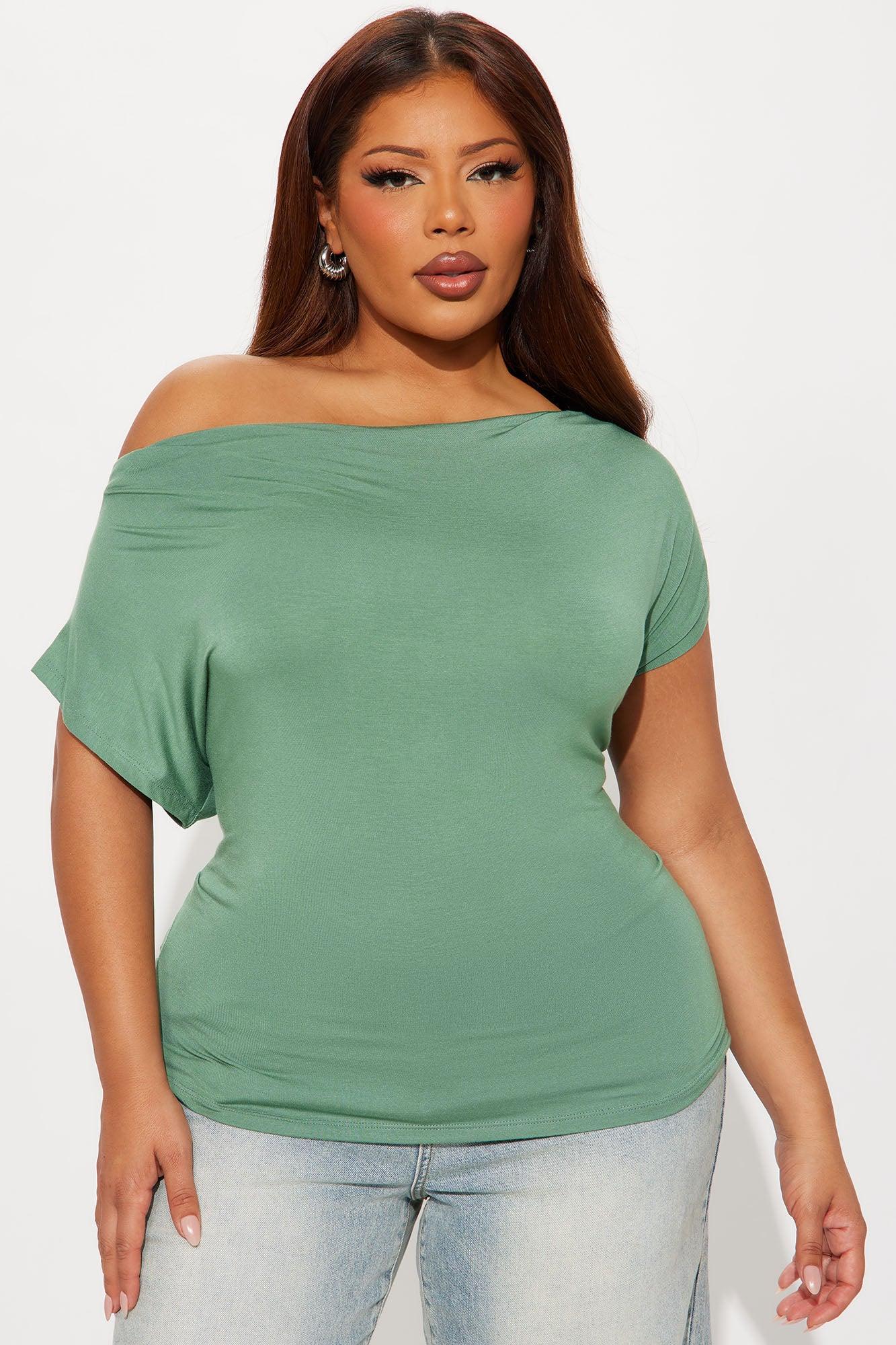 Eva Effortless One Shoulder Top - Sage Product Image