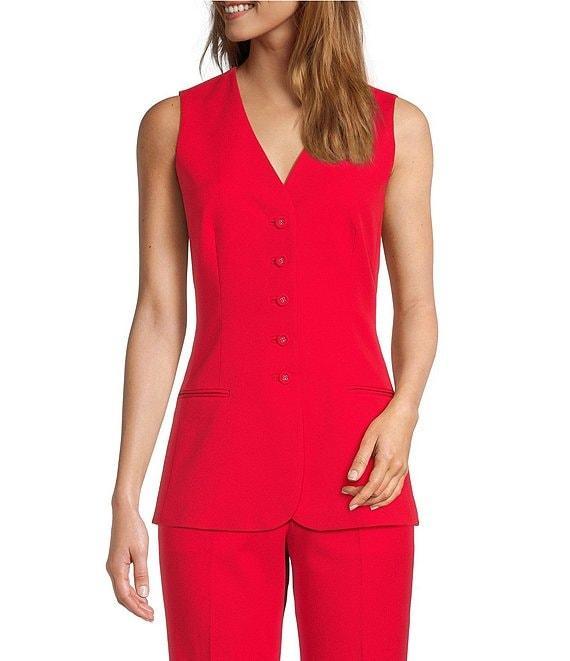 Antonio Melani Darcy V-Neck Sleeveless Coordinating Button Front Vest Product Image
