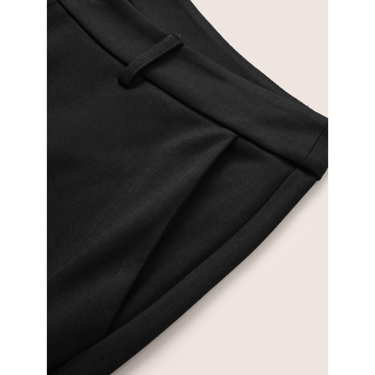 Plus Size Solid High Rise Slant Pocket Flare Leg Pants Women Black At the Office Flare Leg High Rise Work Pants BloomChic 14-16/1X Product Image