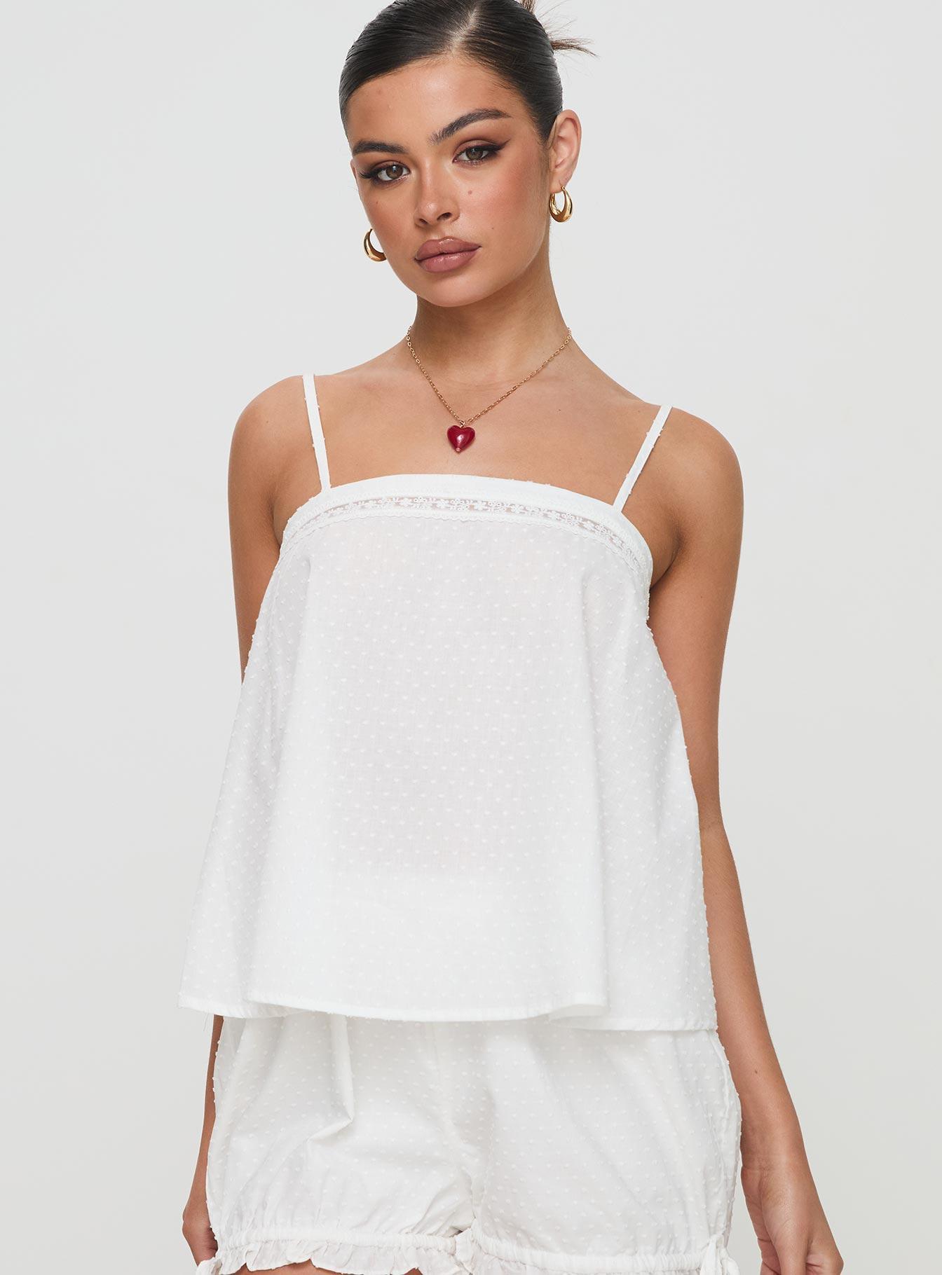 Invisible String Lace Sleep Top White Product Image