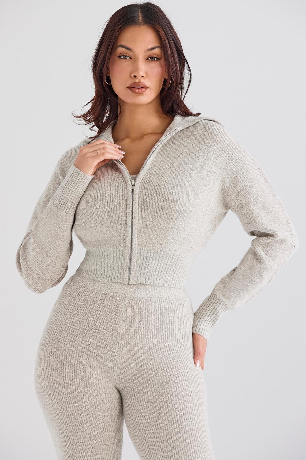 Blaise Opal Marl Knit Cropped Cardigan Product Image