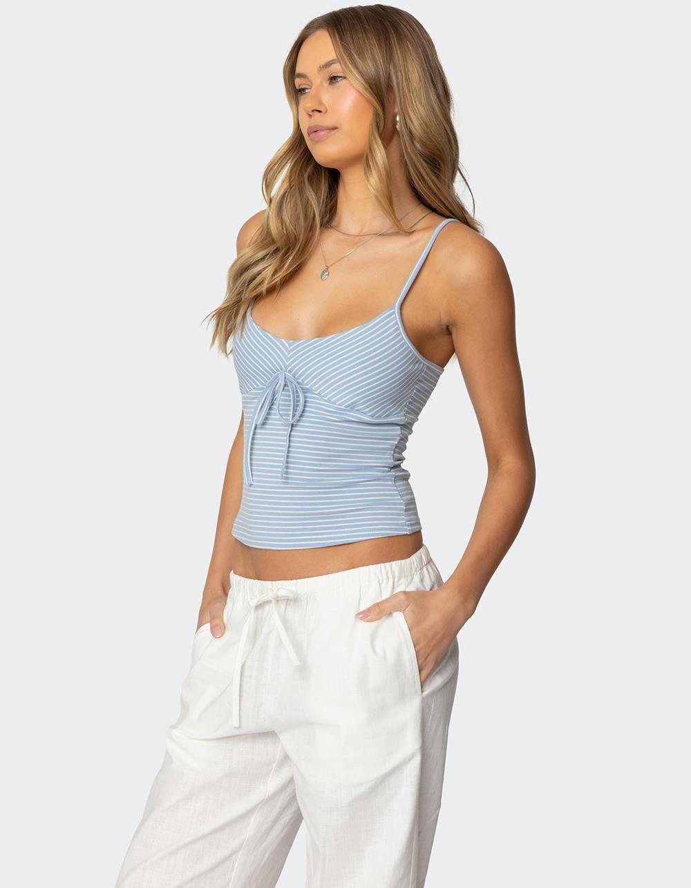 EDIKTED Tova Striped Scoop Tank Top Product Image