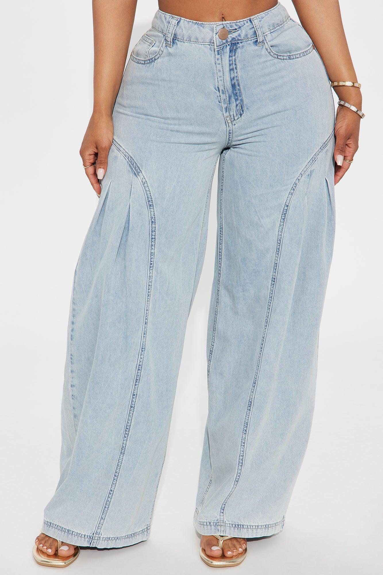 For Shore Loose Flowy Denim Wide Leg Jeans - Light Wash Product Image