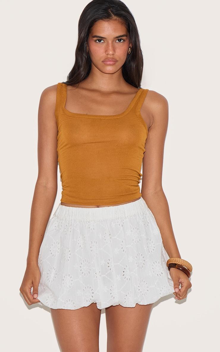 White Broderie Puffball Mini Skirt Product Image