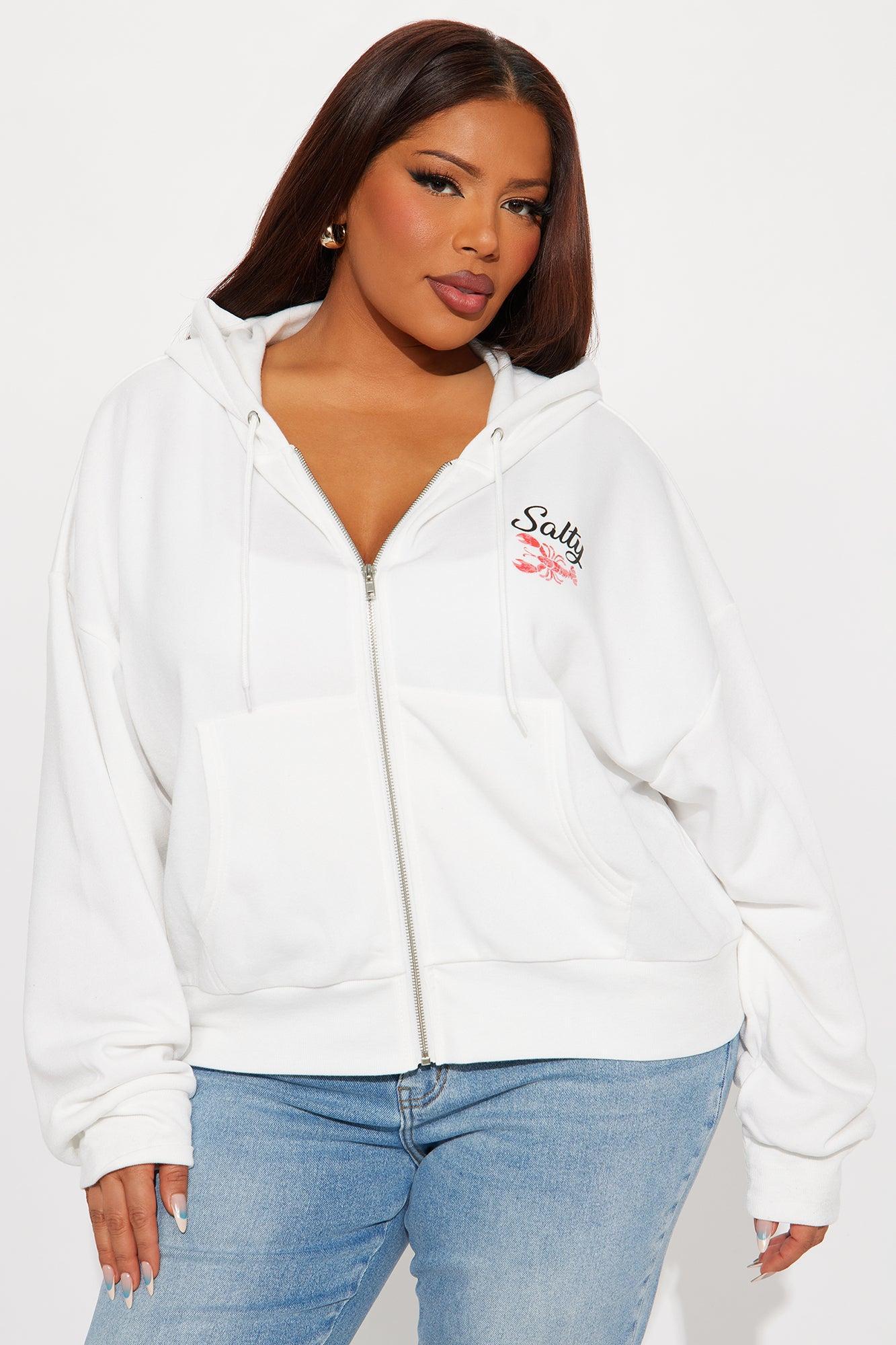 Stay Salty Zip Up Hoodie - Cream Female Product Image