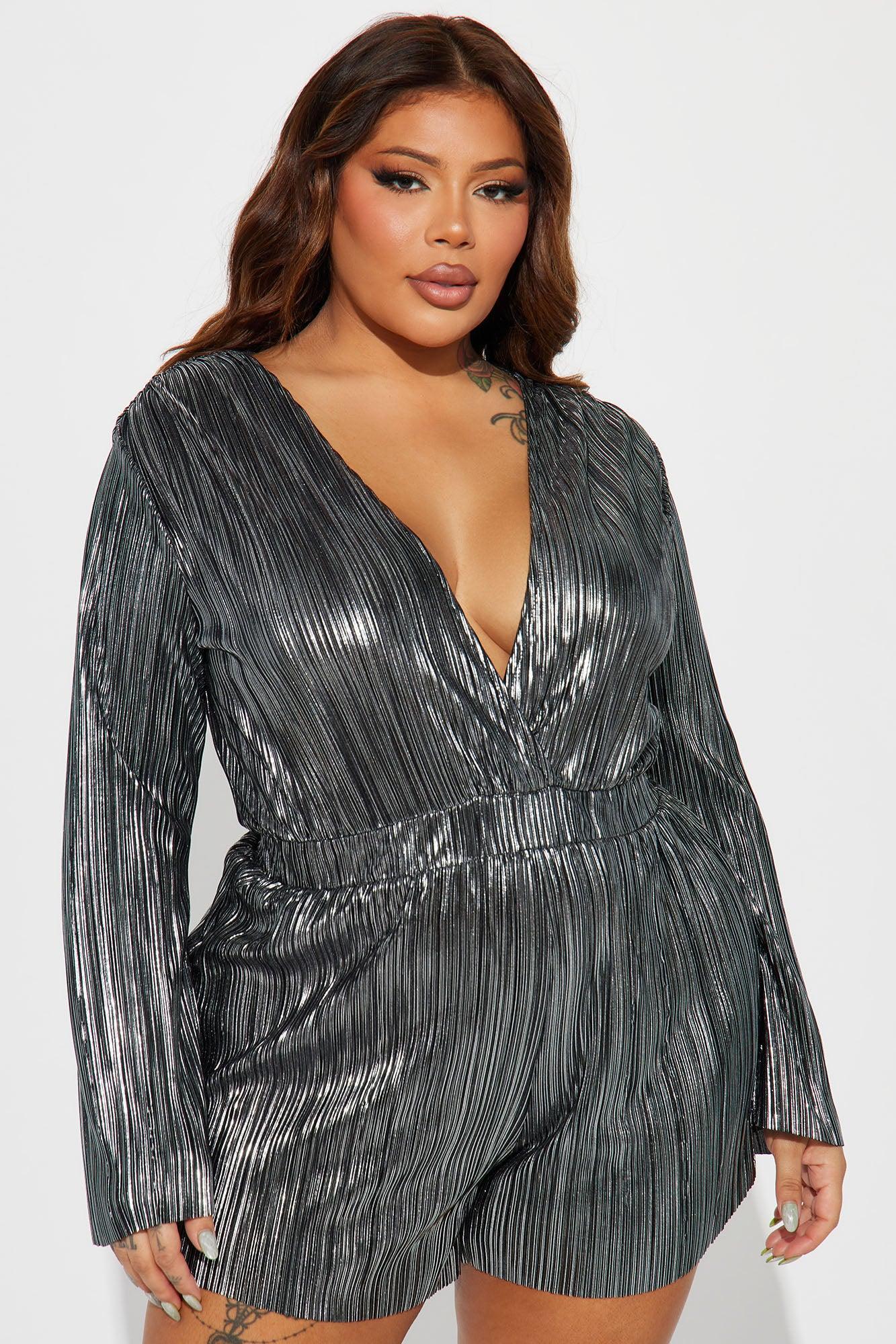 Been Done Before Plisse Romper - Silver Product Image
