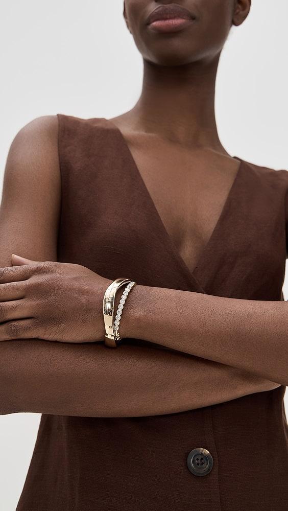 By Adina Eden Colored Round Cubic Zirconia Bezel Tennis Bangle | Shopbop Product Image