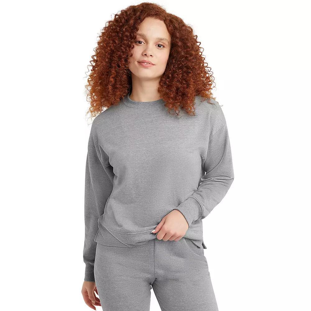 Women's Hanes Originals French Terry Sweatshirt, Size: Medium, Black 50r Pe Grey Product Image