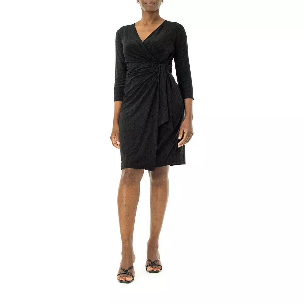 Women's Nina Leonard Faux-Wrap Dress, Size: Small, Black Product Image