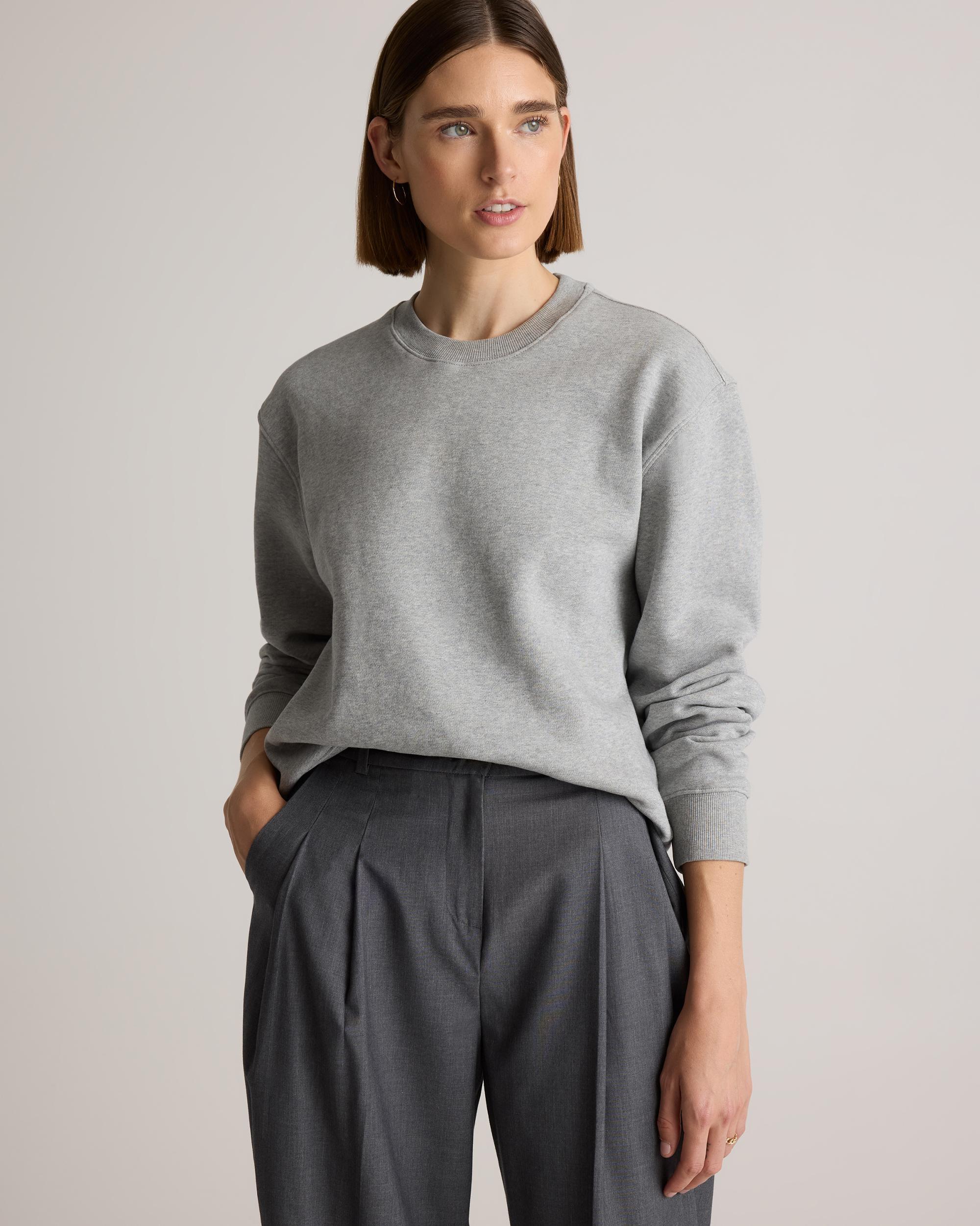 Quince | Women's Organic Heavyweight Fleece Crew Neck Alpaca Sweater Organic Cotton Product Image
