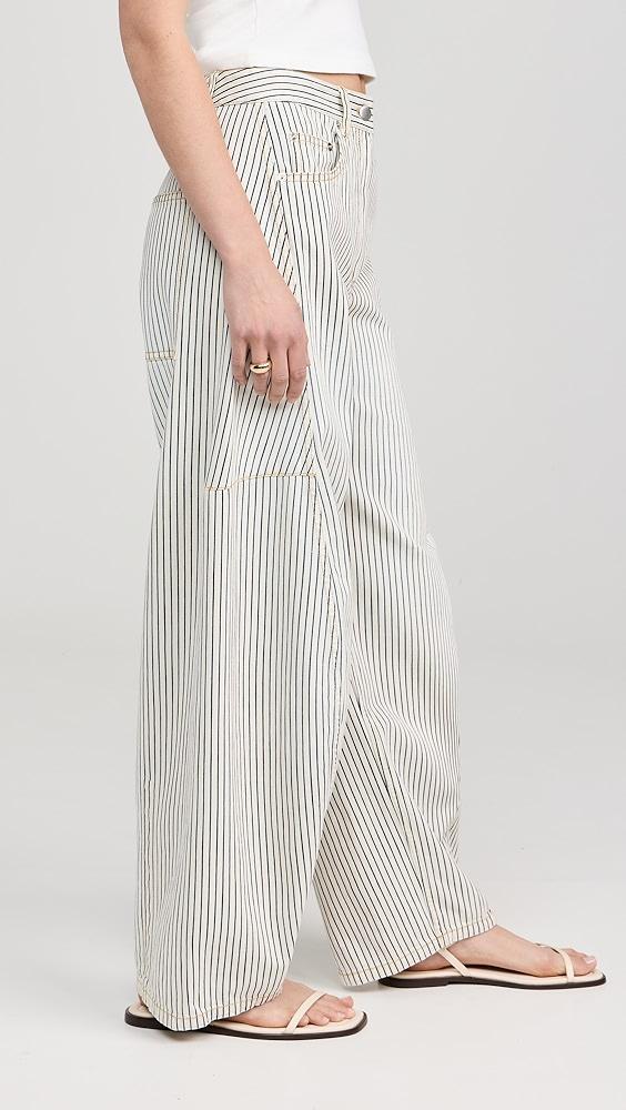 Tibi Stone Washed Striped Denim Sid Jeans | Shopbop Product Image