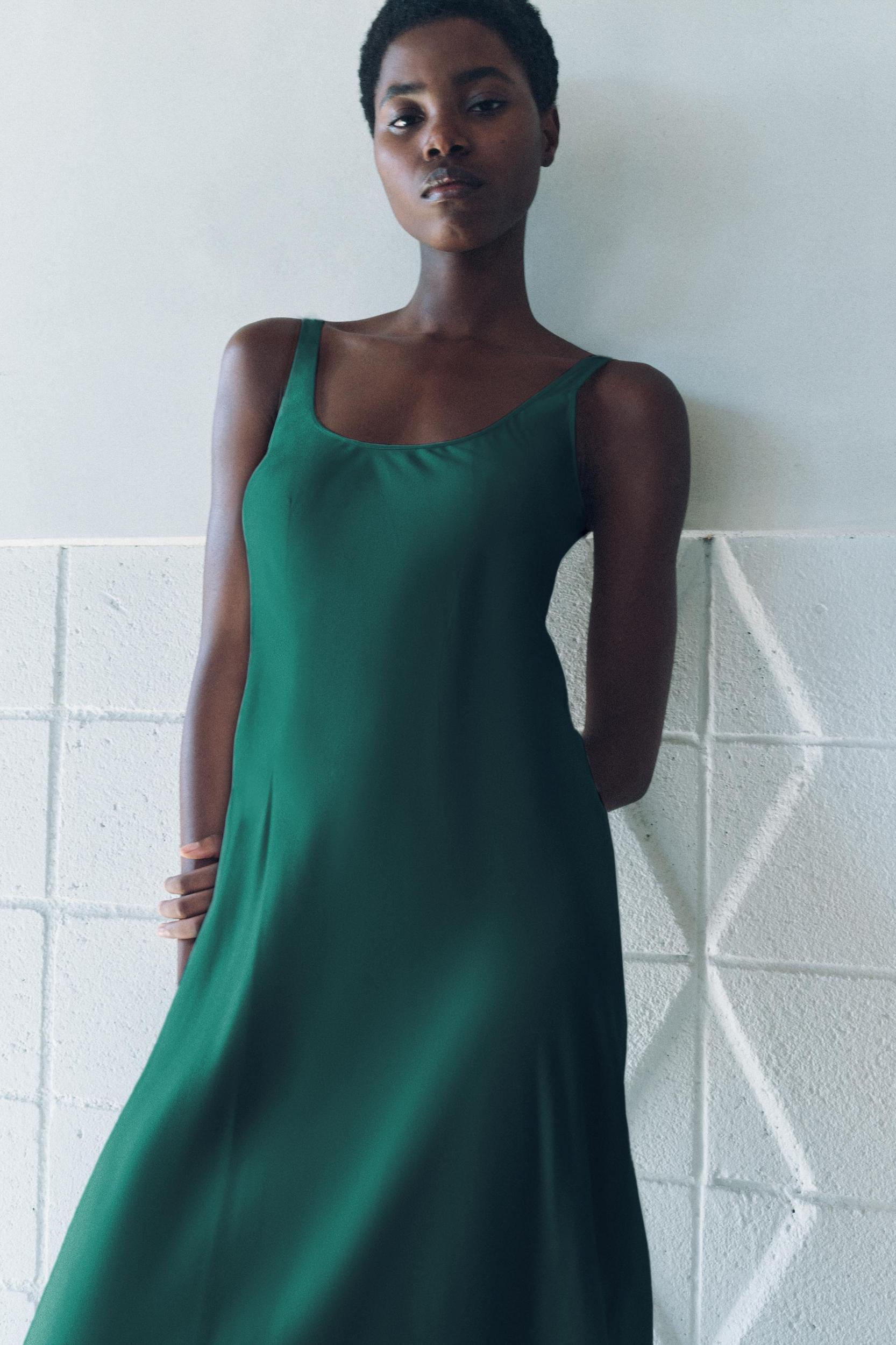 SLIT SATIN EFFECT DRESS ZW COLLECTION Product Image