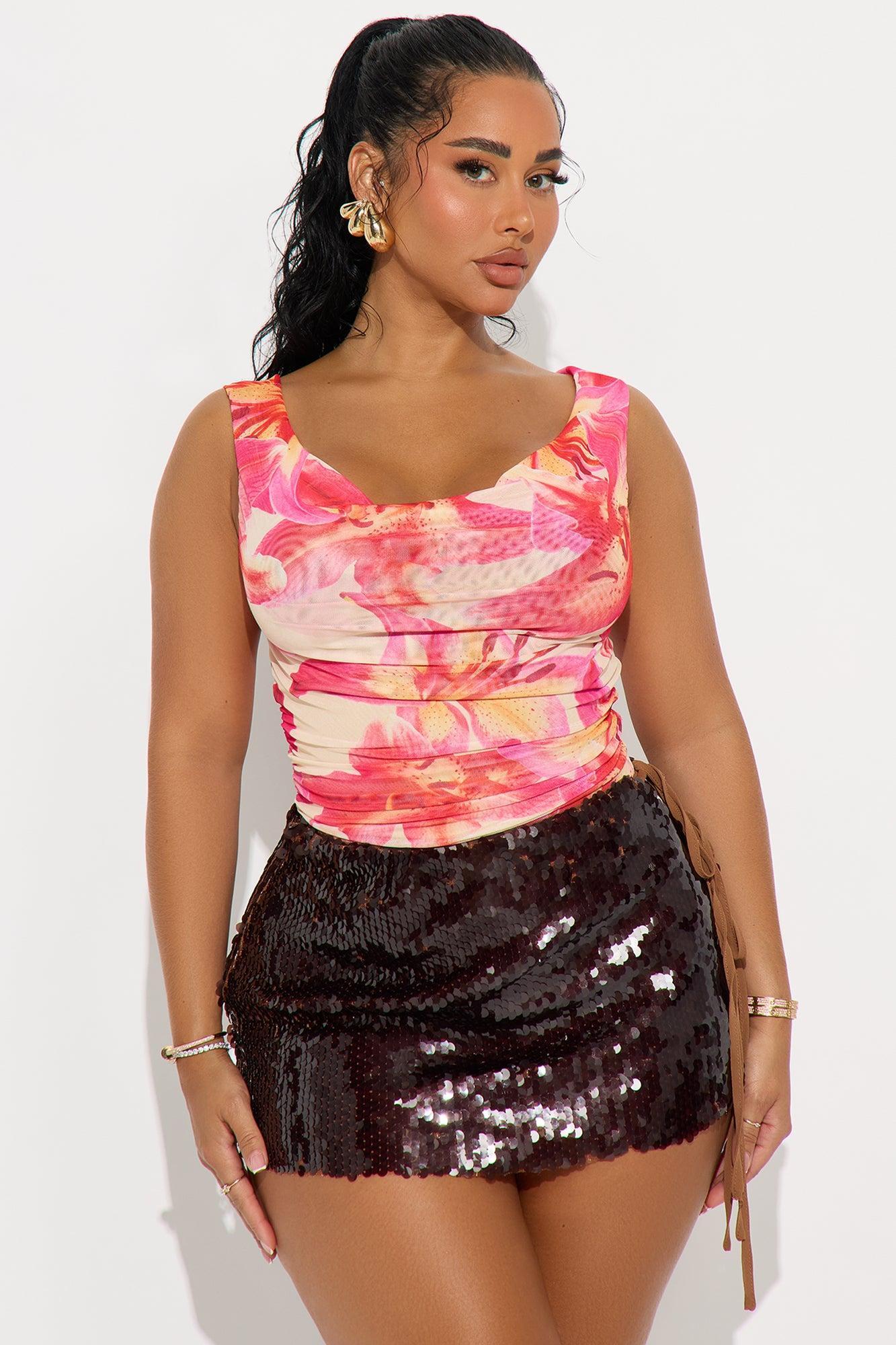 Leilani Floral Mesh Bodysuit - Pink/combo Product Image