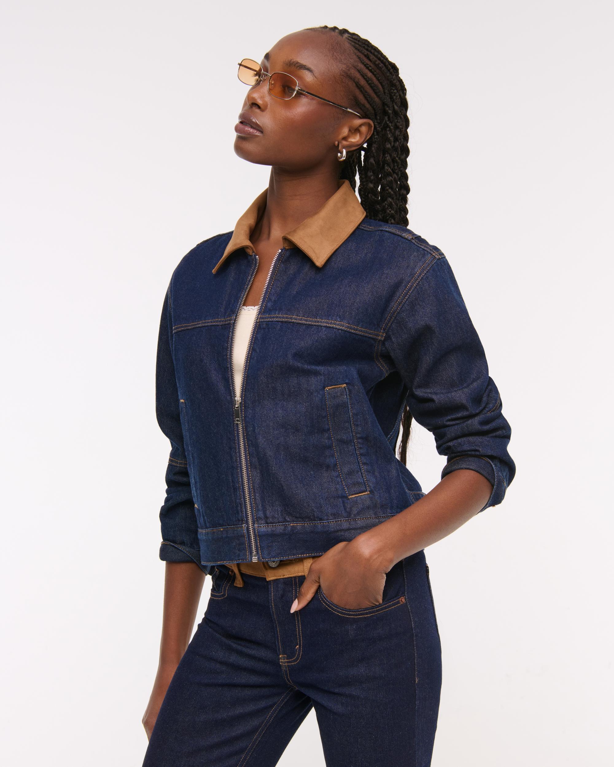 Denim Zip-Up Jacket Product Image
