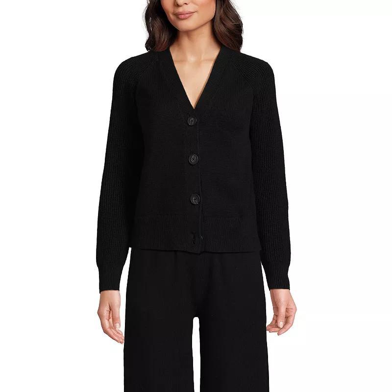 Womens Lands End Shaker Long Sleeve V-Neck Cardigan Product Image