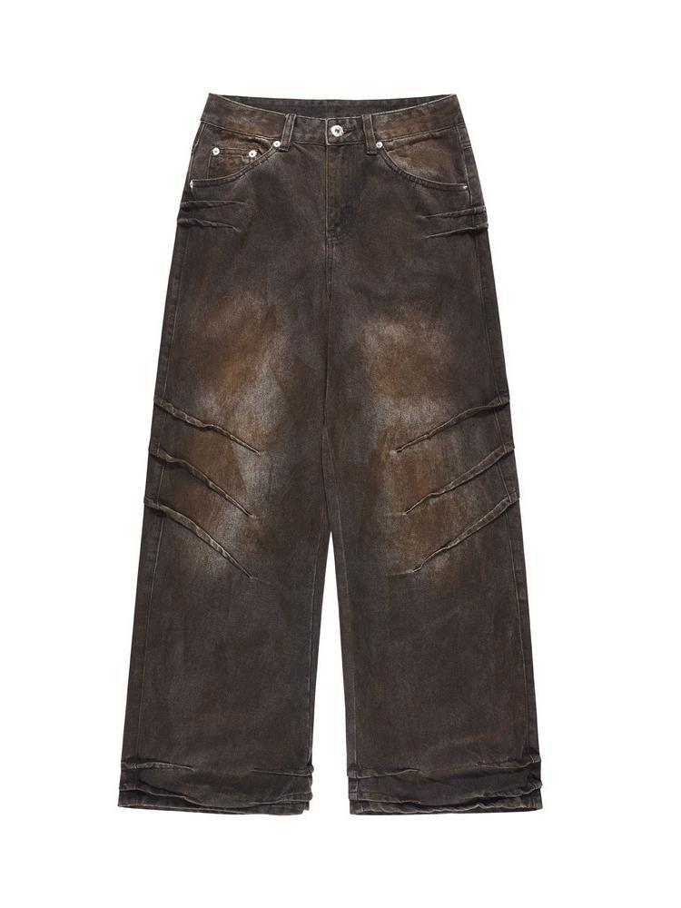 Sopula Vintage Dune Wasteland Doomsday Shark Wrinkles Hip Hop Jeans Product Image