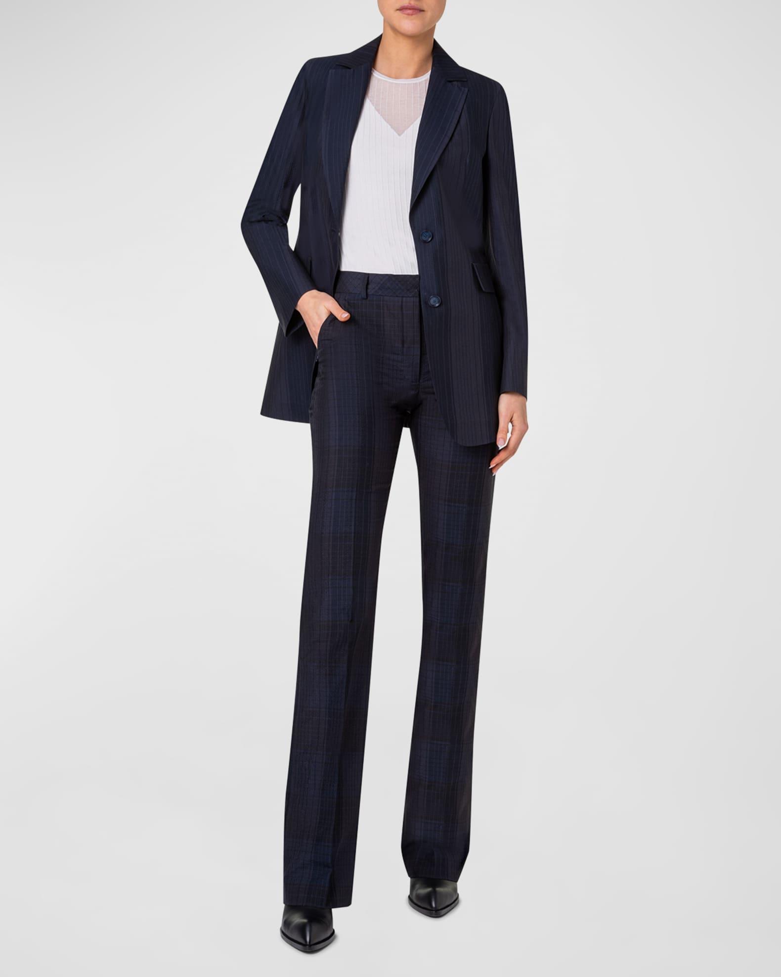 Alvina Blackwatch Seersucker Blazer Jacket Product Image