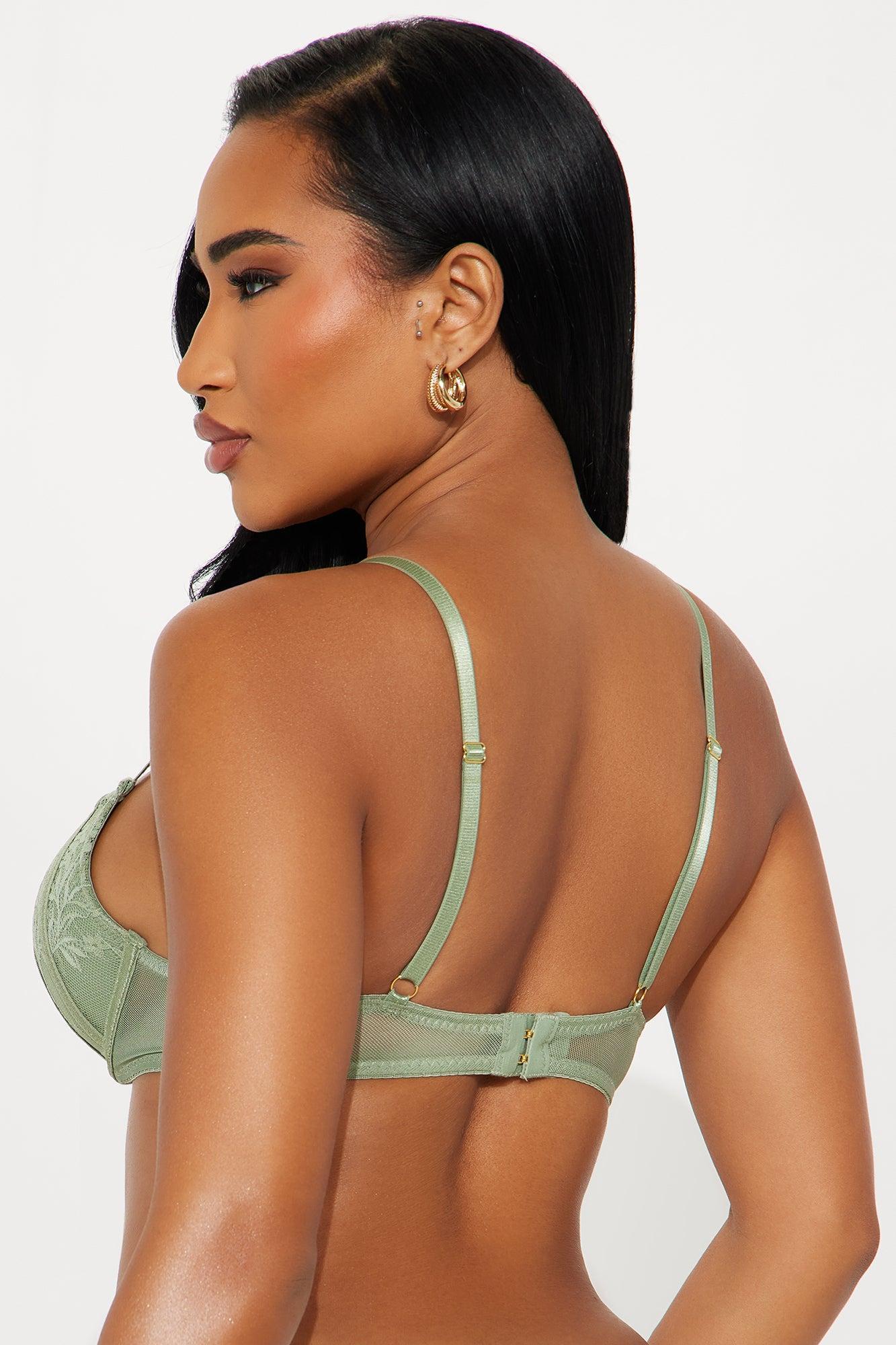 Naughty But Shy Lace Organza Demi Bra - Sage Product Image