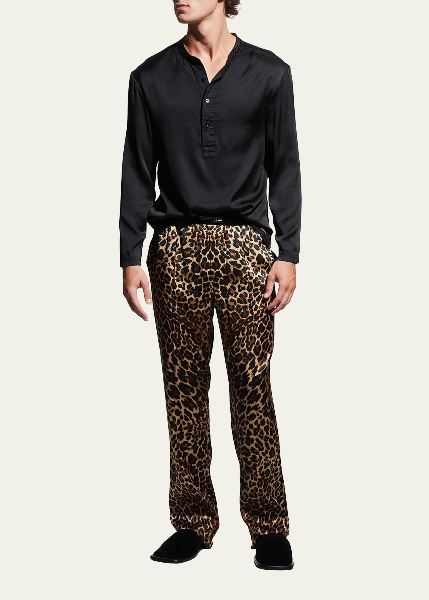 Mens Silk Henley Pajama Shirt Product Image