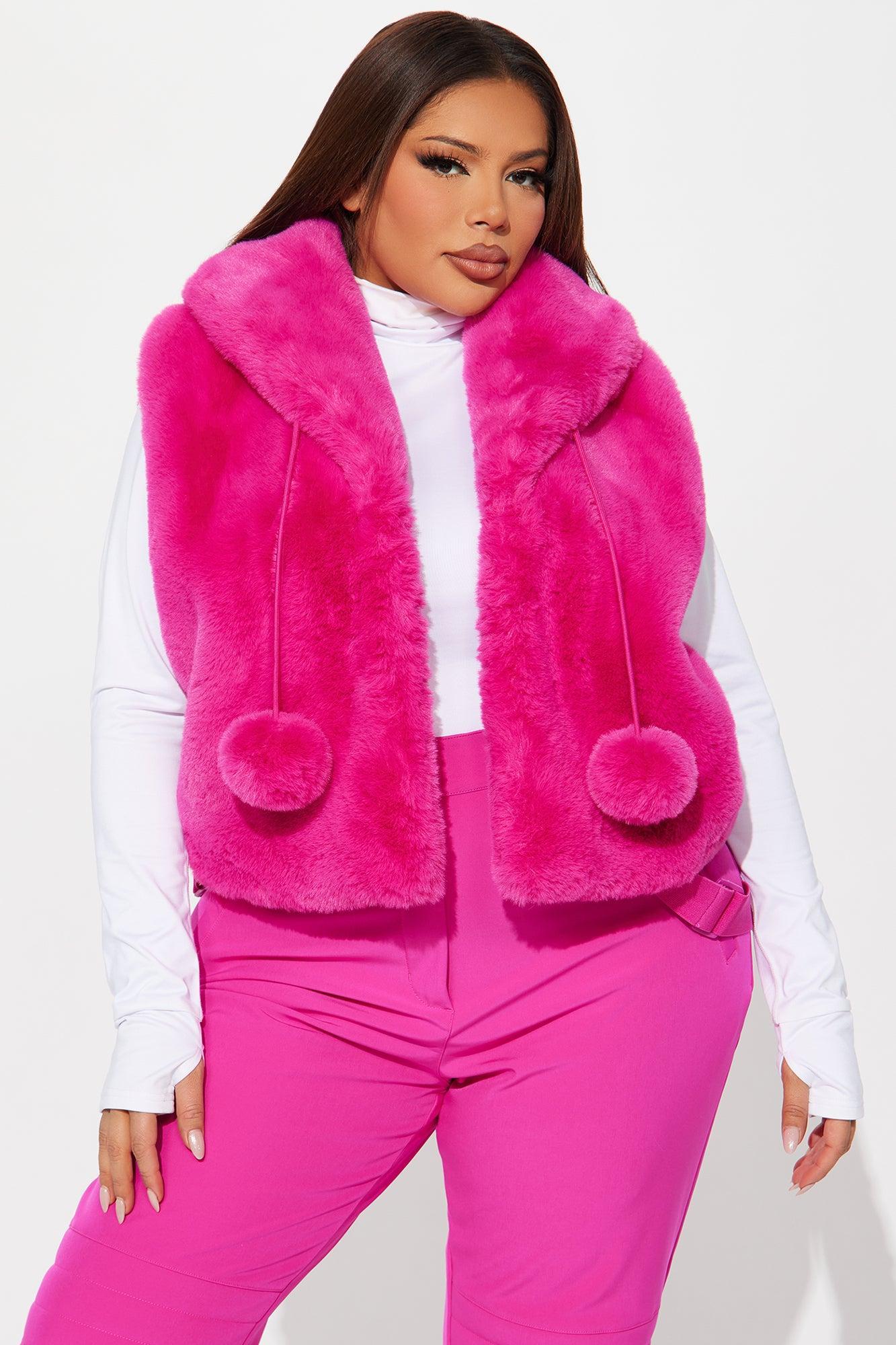 Winter Wonderland Faux Fur Vest - Fuchsia Female Product Image