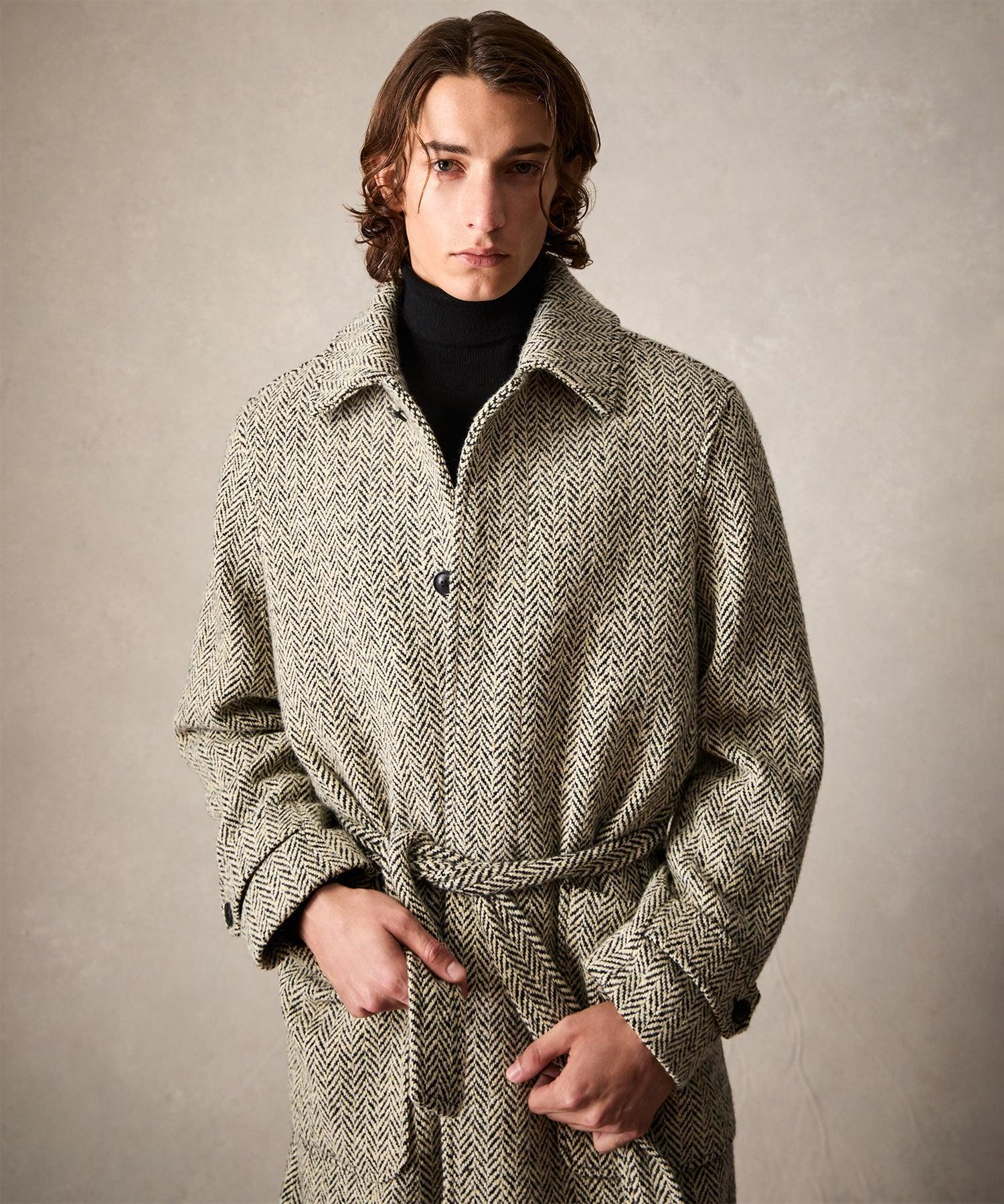 Oversized Herringbone Balmacaan in Cream Product Image