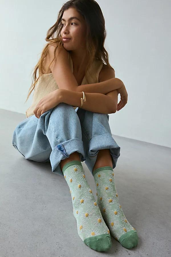 Daisy Textured Crew Sock Womens at Urban Outfitters Product Image
