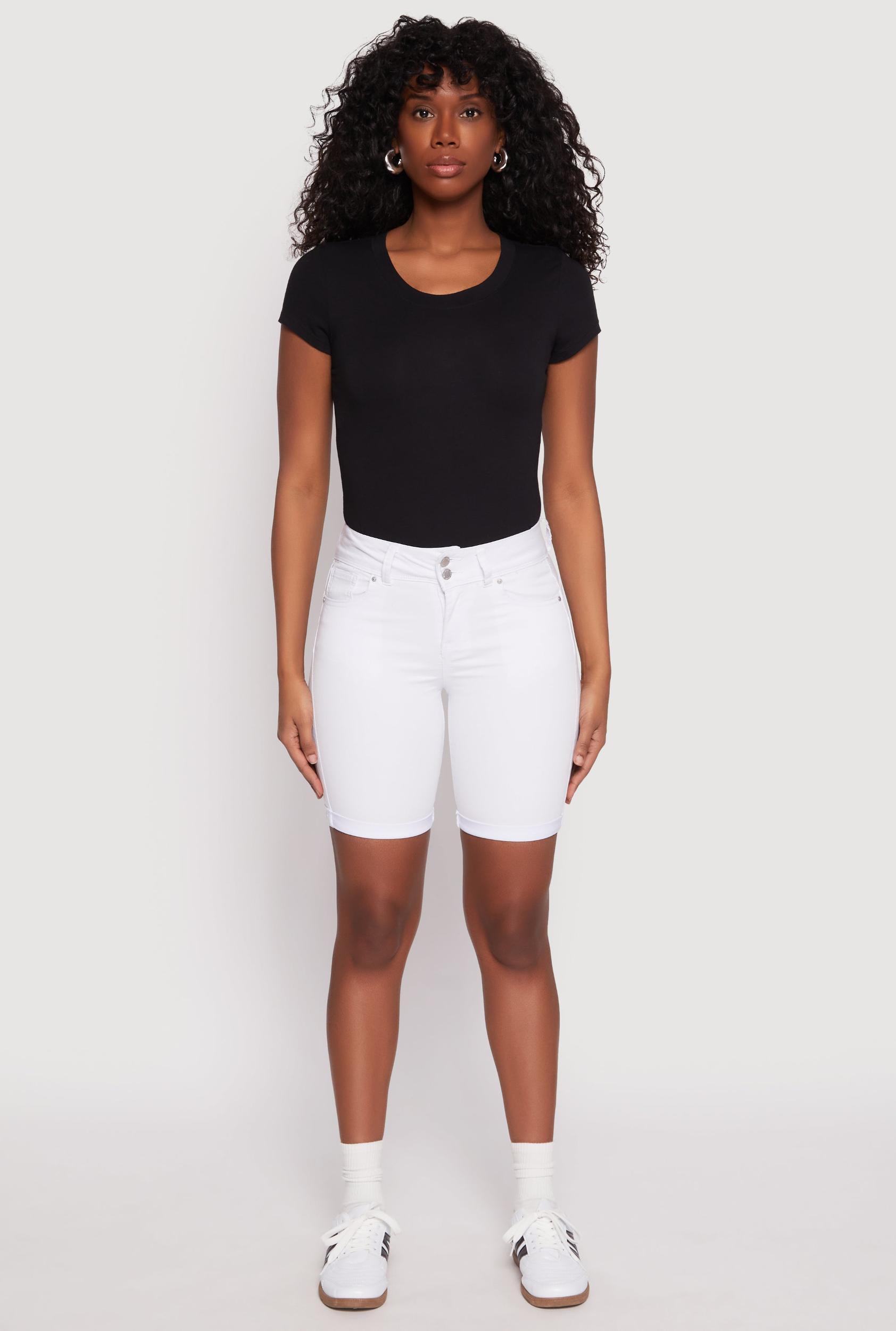Womens WAX Fixed Cuff Bermuda Denim Shorts Product Image