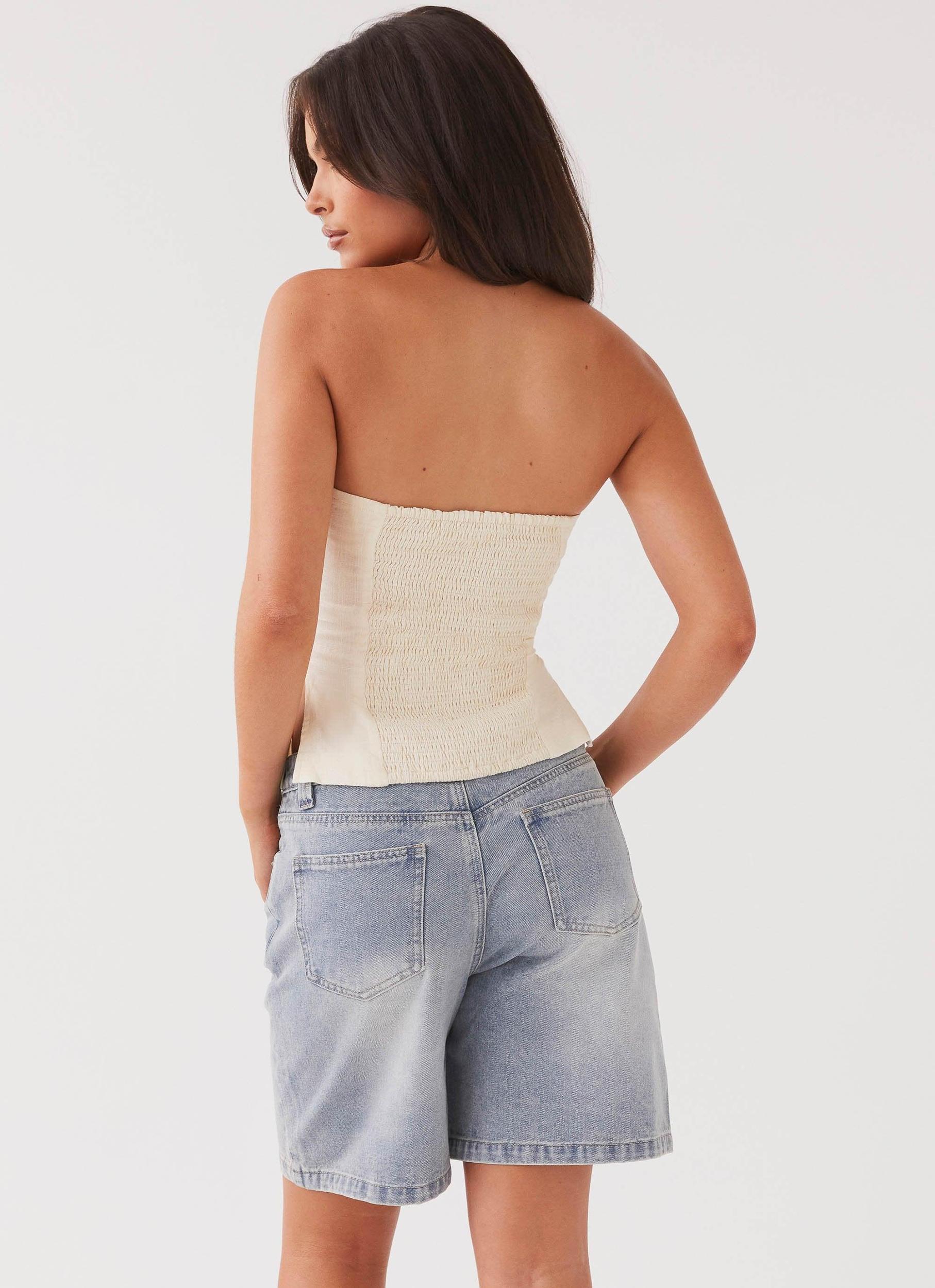 Stephanie Linen Tube Top - Ivory Cream Product Image