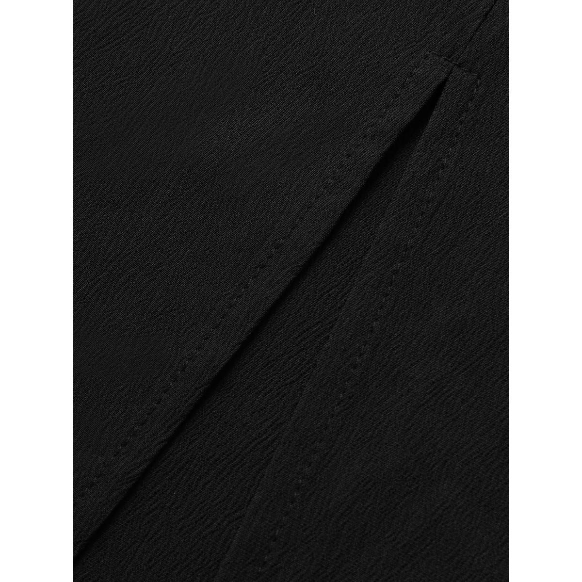 Plus Size V Neck Plain Split Hem Sleeveless Midi Dress Black Women At the Office Button V-neck Sleeveless Curvy BloomChic 14-16/1X Product Image